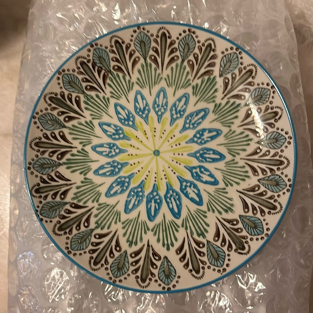 Vintage Pier 1 Imports Ellie Peacock saucers
